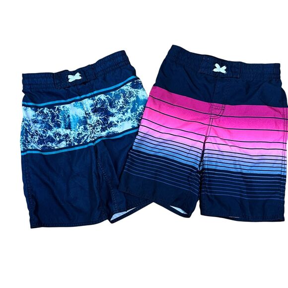 Old Navy Swimsuit Boardshort Trunks Boys Size L (10-12) Set of 2 - Picture 1 of 13